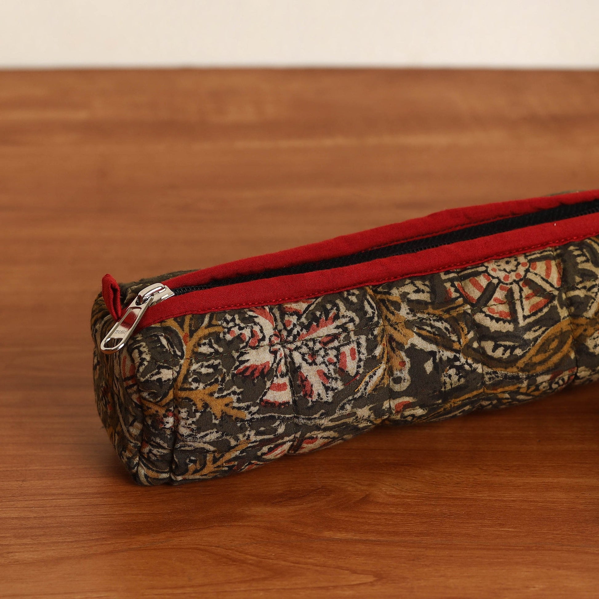 Brown - Handmade Quilted Cotton Pencil Pouch 05