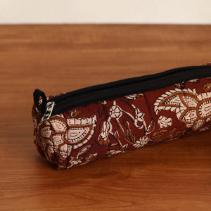 Brown - Handmade Quilted Cotton Pencil Pouch 07