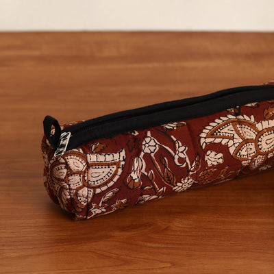 Brown - Handmade Quilted Cotton Pencil Pouch 07