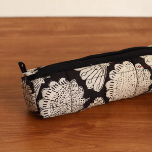 Black - Handmade Quilted Cotton Pencil Pouch 10