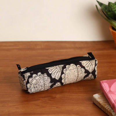Black - Handmade Quilted Cotton Pencil Pouch 10
