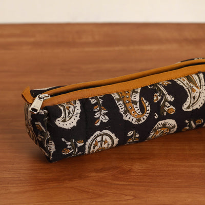 Black -  Handmade Quilted Cotton Pencil Pouch 11