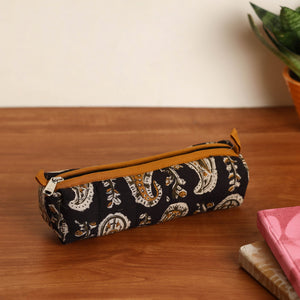 Black -  Handmade Quilted Cotton Pencil Pouch 11