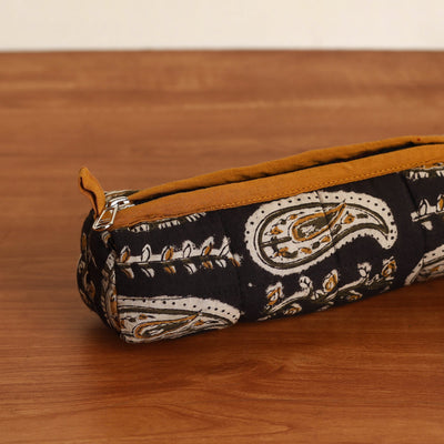 Black -  Handmade Quilted Cotton Pencil Pouch 12