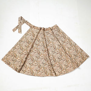 Beige - Kalamkari Block Printed Cotton Wrap Around Skirt