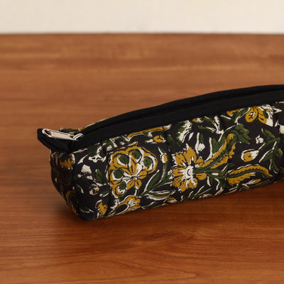 Black - Handmade Quilted Cotton Pencil Pouch 21