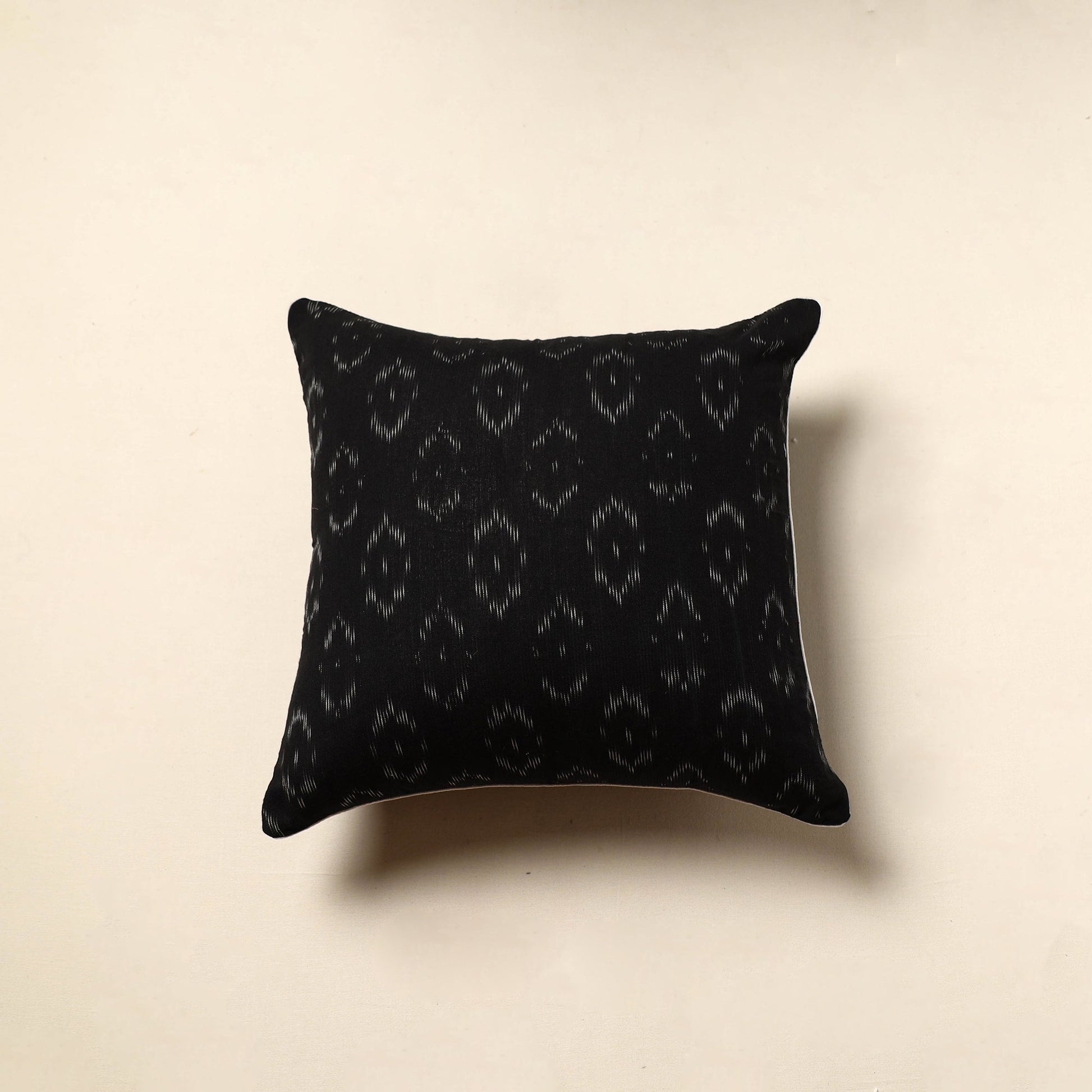 Black - Cotton Pochampally Ikat Cushion Cover (16 x 16 in) 02