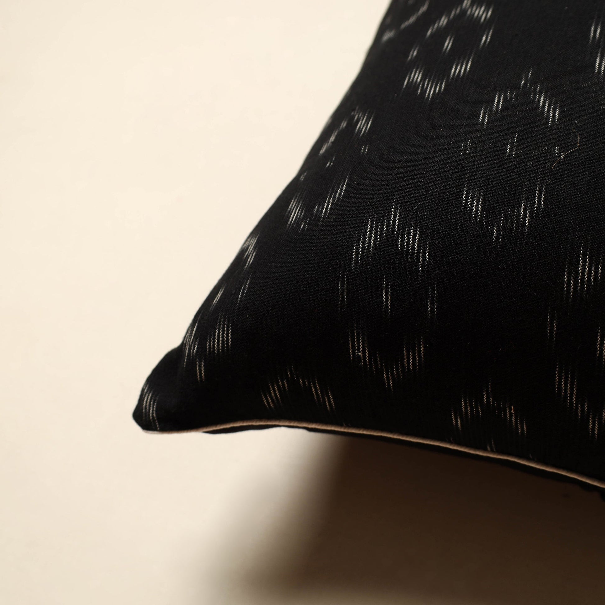Black - Cotton Pochampally Ikat Cushion Cover (16 x 16 in) 02