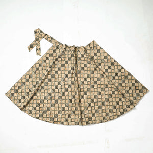 Beige - Kalamkari Block Printed Cotton Wrap Around Skirt