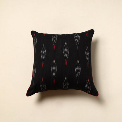 Black - Cotton Pochampally Ikat Cushion Cover (16 x 16 in) 03