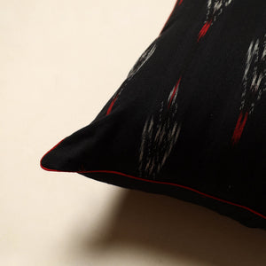 Black - Cotton Pochampally Ikat Cushion Cover (16 x 16 in) 03