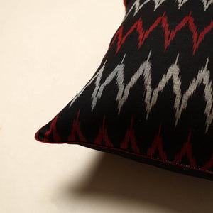 Black - Cotton Pochampally Ikat Cushion Cover (16 x 16 in) 04