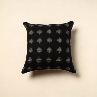 Black - Cotton Pochampally Ikat Cushion Cover (16 x 16 in) 06