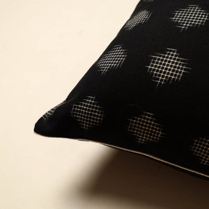 Black - Cotton Pochampally Ikat Cushion Cover (16 x 16 in) 06