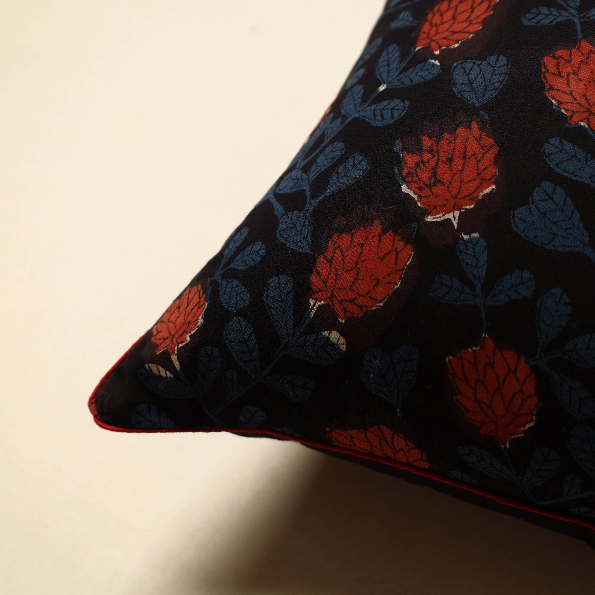 Blue - Cotton Block Printed Bagru Cushion Cover (16 x 16 in) 10