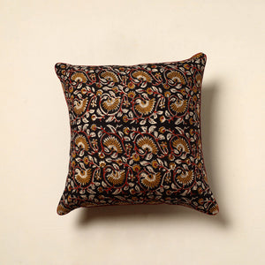 Black - Cotton Block Printed Bagru Cushion Cover (16 x 16 in) 12