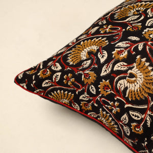 Black - Cotton Block Printed Bagru Cushion Cover (16 x 16 in) 12