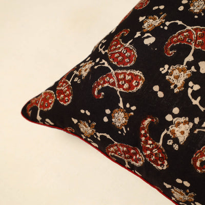 Black - Cotton Block Printed Bagru Cushion Cover (16 x 16 in) 13