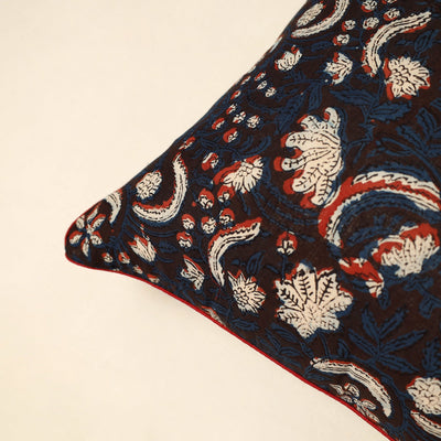 Blue - Cotton Block Printed Bagru Cushion Cover (16 x 16 in) 14