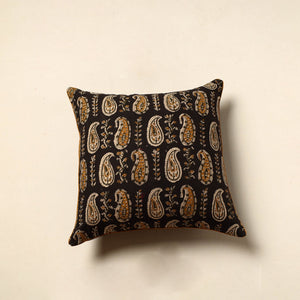 Black - Cotton Block Printed Bagru Cushion Cover 21