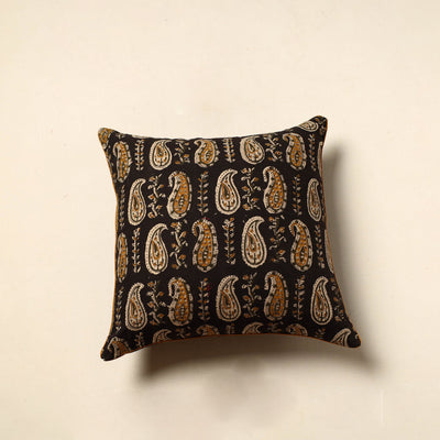 Black - Cotton Block Printed Bagru Cushion Cover 21