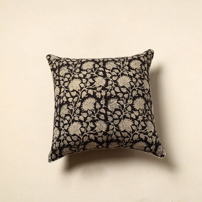 Black - Cotton Block Printed Bagru Cushion Cover (16 x 16 in) 22