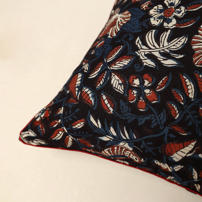 Black - Cotton Block Printed Bagru Cushion Cover (16 x 16 in) 25