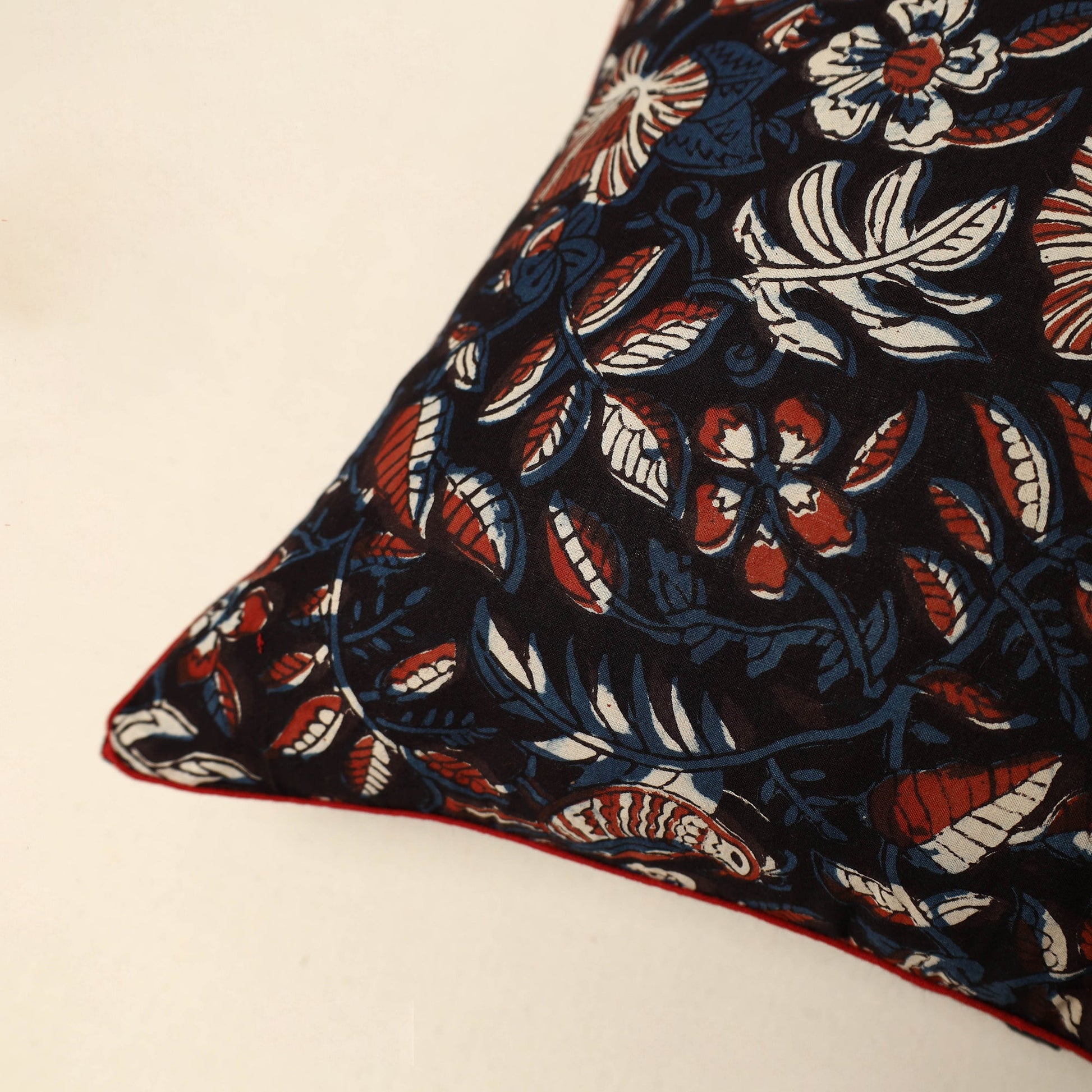 Black - Cotton Block Printed Bagru Cushion Cover (16 x 16 in) 25