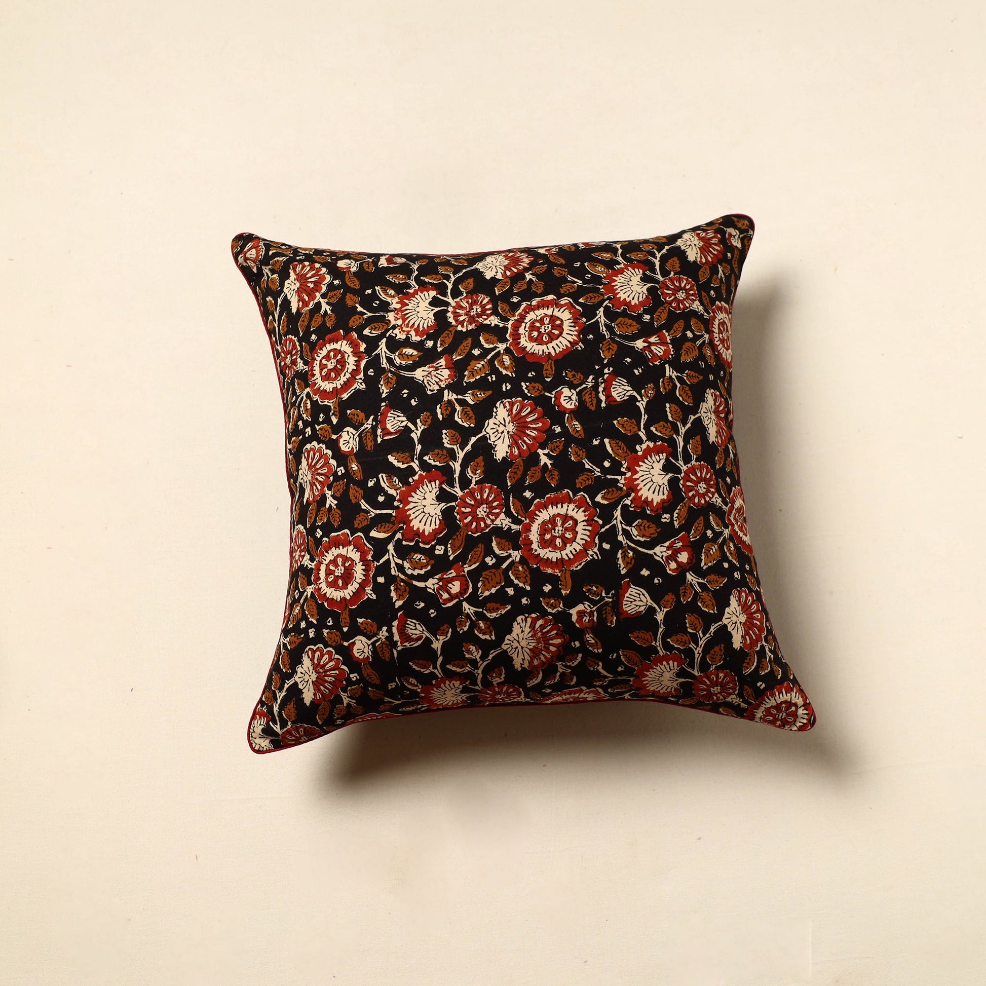 Black - Cotton Block Printed Bagru Cushion Cover (16 x 16 in) 27