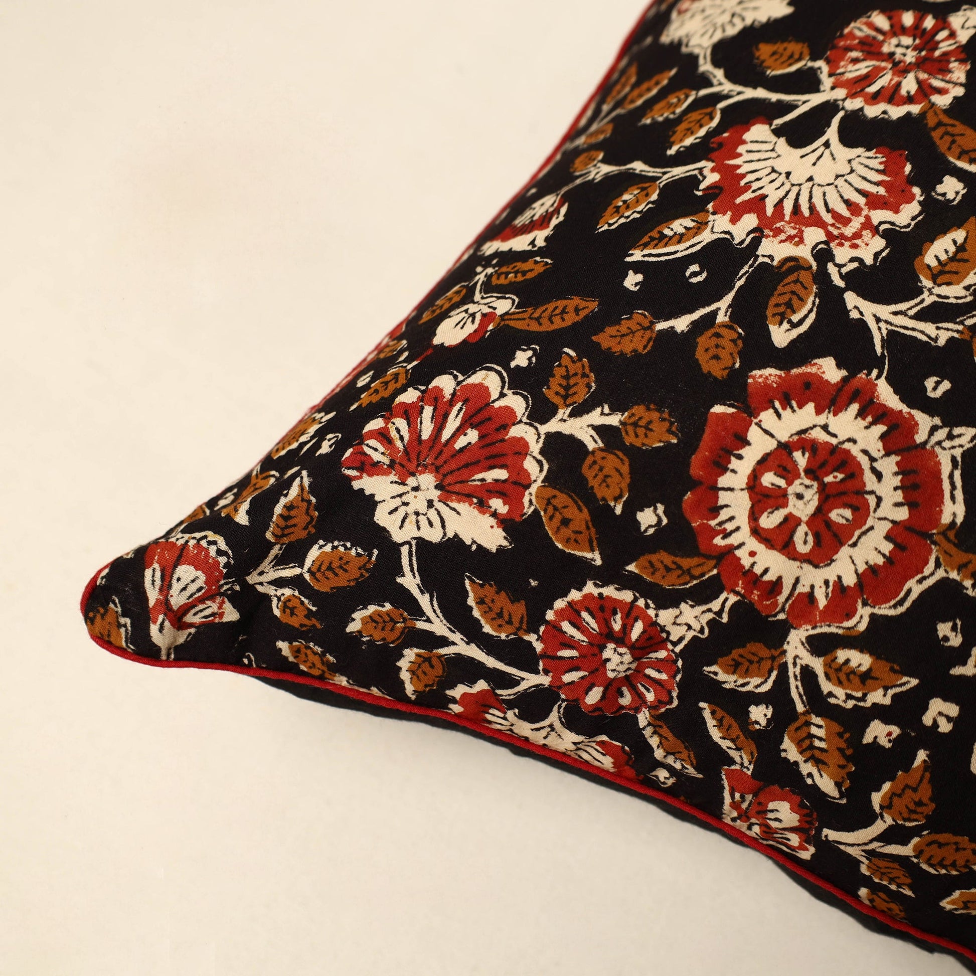 Black - Cotton Block Printed Bagru Cushion Cover (16 x 16 in) 27