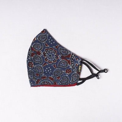 Ajrakh Block Printed Cotton 3 Layer Snug Fit Face Cover