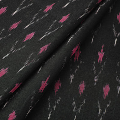 Black - Mercerised Cotton Pochampally Ikat Fabric 02