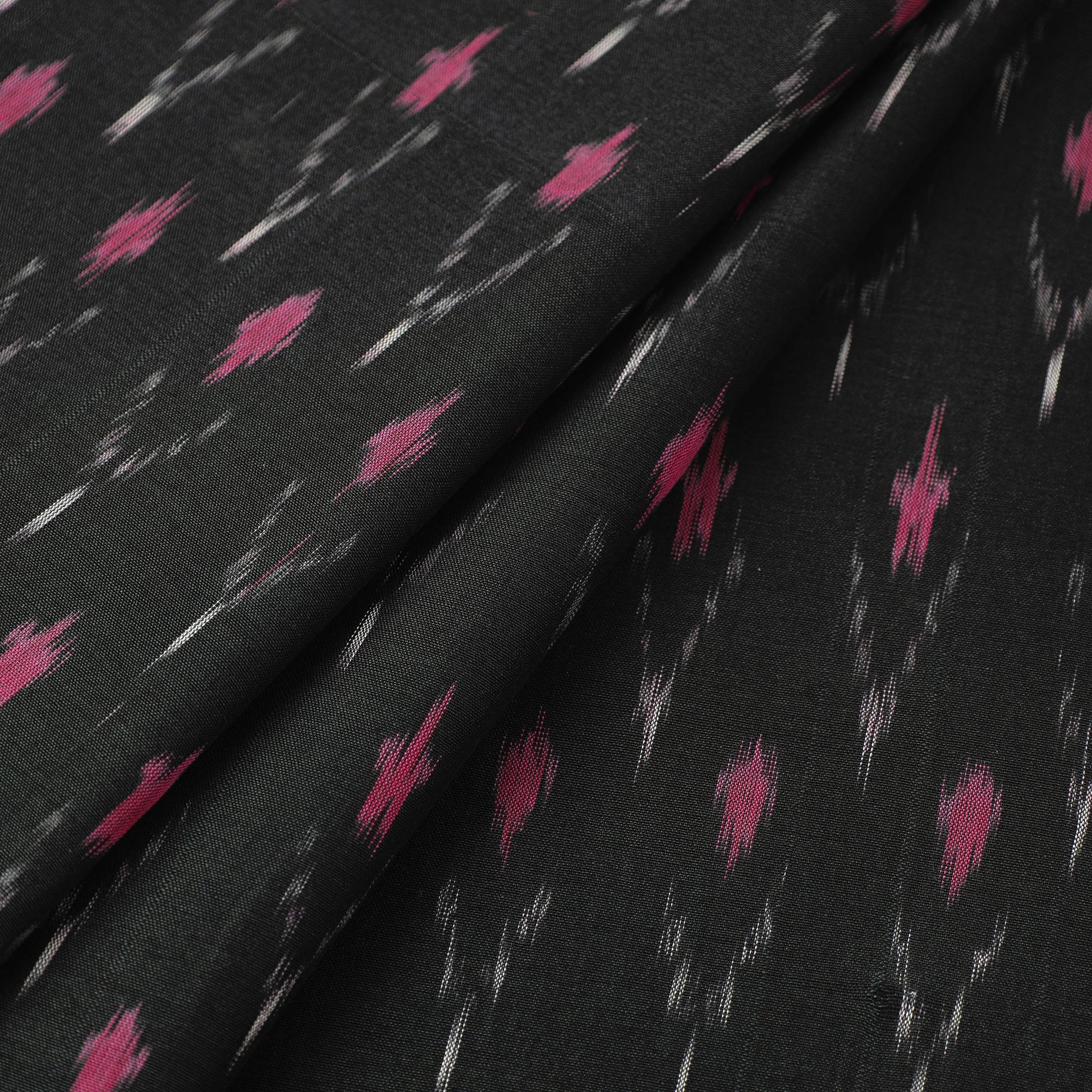 Black - Mercerised Cotton Pochampally Ikat Fabric 02