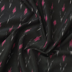 Black - Mercerised Cotton Pochampally Ikat Fabric 02