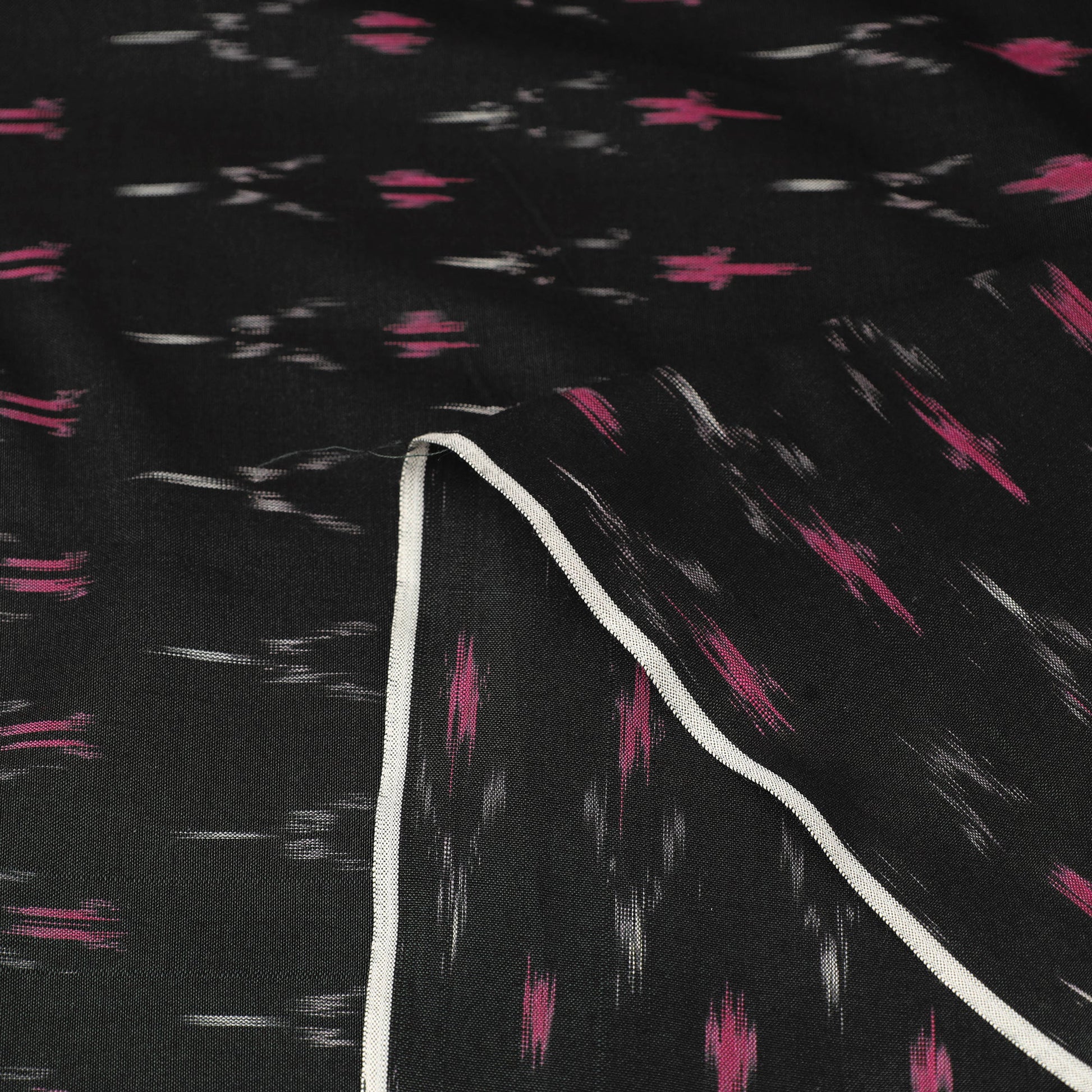 Black - Mercerised Cotton Pochampally Ikat Fabric 02