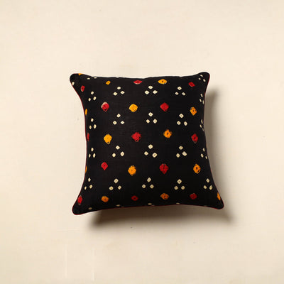 Black - Tie & Dye Cotton Bandhani Cushion Cover (16 x 16 in) 31