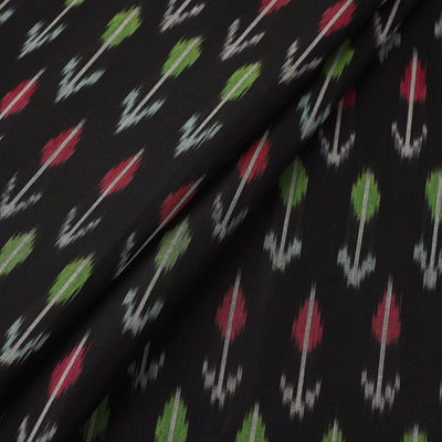 Black - Mercerised Cotton Pochampally Ikat Fabric 05