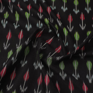 Black - Mercerised Cotton Pochampally Ikat Fabric 05