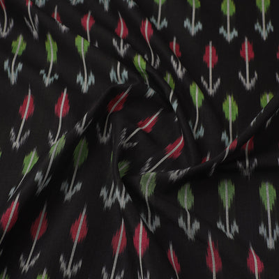 Black - Mercerised Cotton Pochampally Ikat Fabric 05