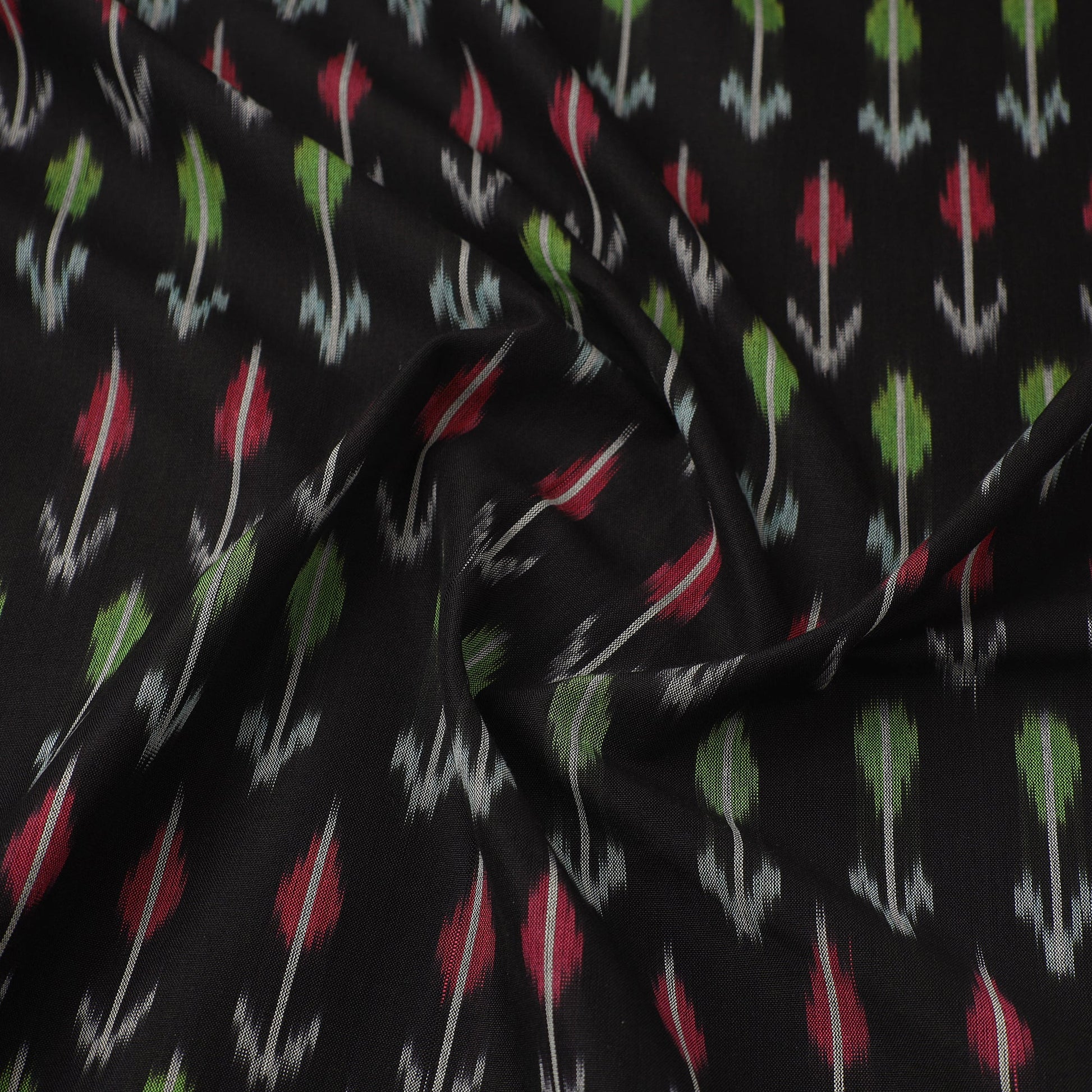Black - Mercerised Cotton Pochampally Ikat Fabric 05
