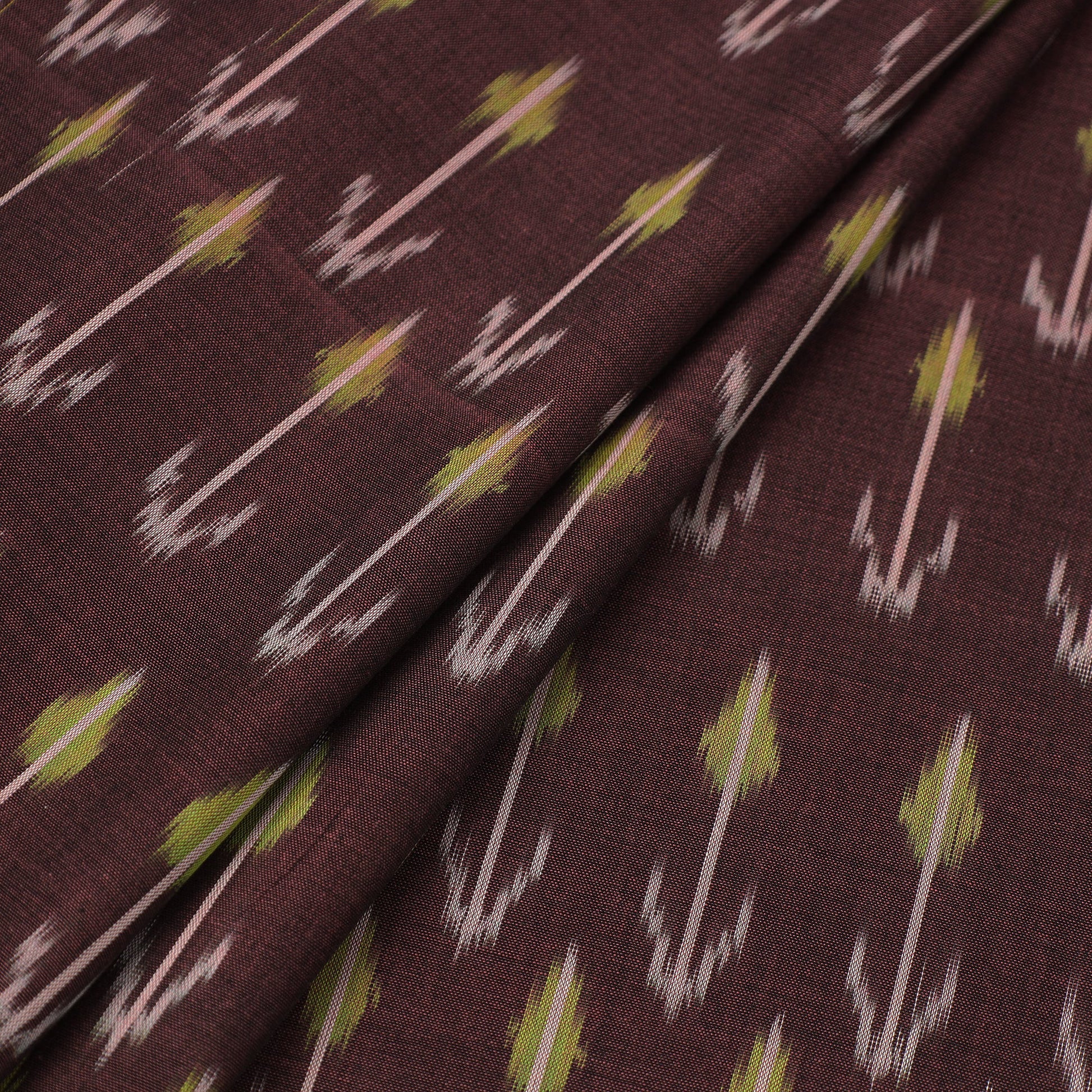 Brown - Mercerised Cotton Pochampally Ikat Fabric 10
