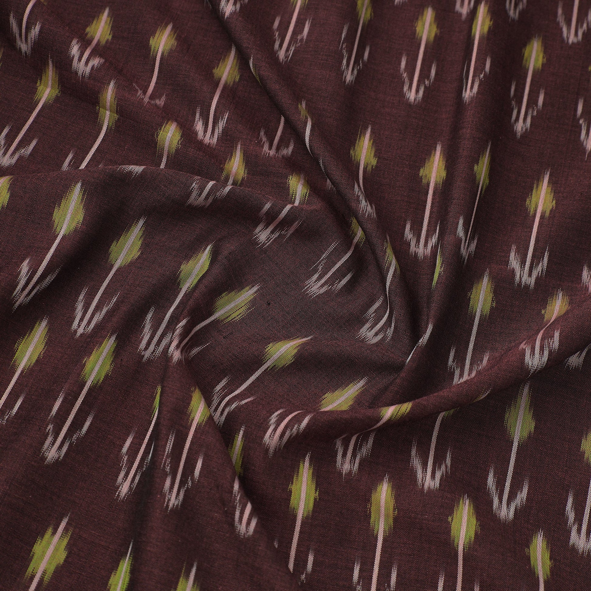 Brown - Mercerised Cotton Pochampally Ikat Fabric 10