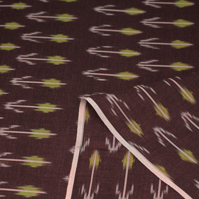Brown - Mercerised Cotton Pochampally Ikat Fabric 10