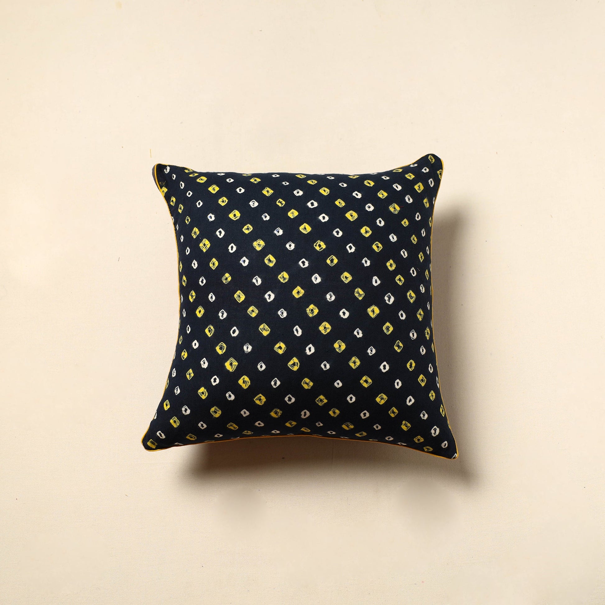 Black - Tie & Dye Cotton Bandhani Cushion Cover (16 x 16 in) 42