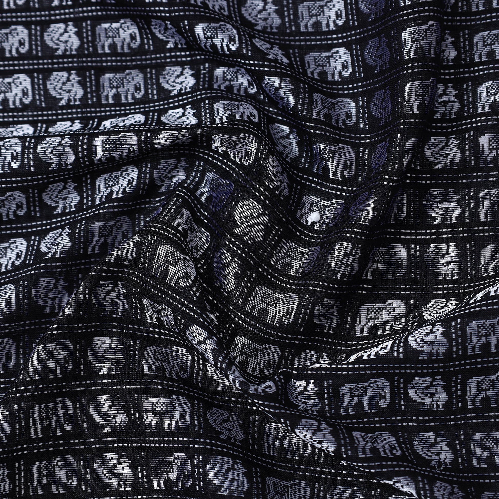 Black - Traditional Khun Weave Cotton Fabric 07