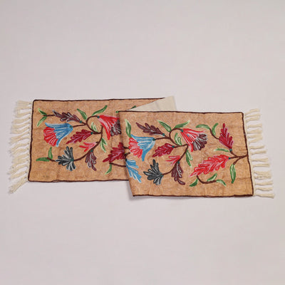 Beige - Original Crewel Wool Hand Embroidery Table Runner (47 x 12 in) 16