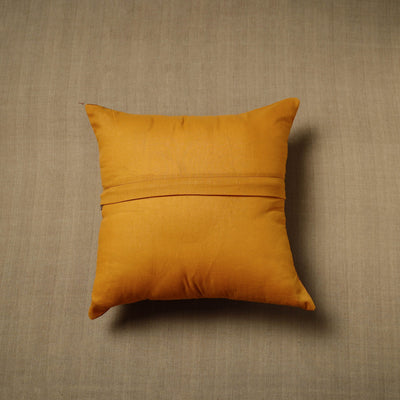 Brown - Patchwork Cotton Kanchipuram Cushion Cover (16 x 16 in) 38