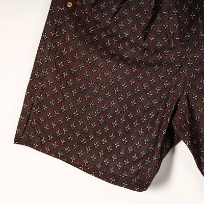 Brown - Ajrakh Block Printed Cotton Unisex Boxer/Shorts