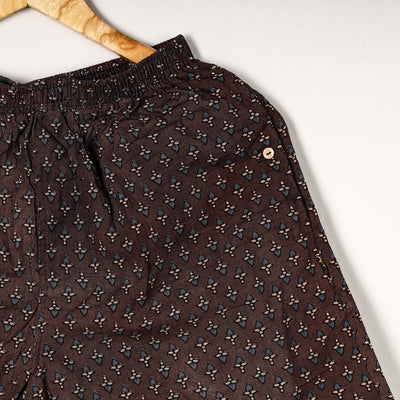 Brown - Ajrakh Block Printed Cotton Unisex Boxer/Shorts
