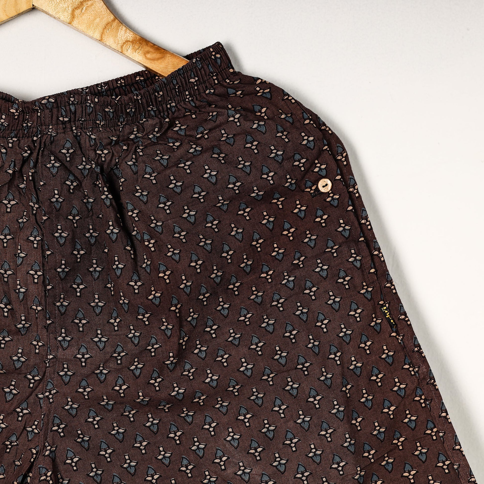 Brown - Ajrakh Block Printed Cotton Unisex Boxer/Shorts
